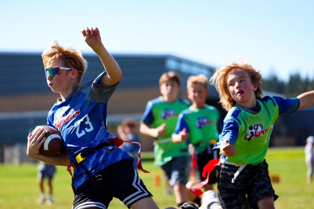 Kids playing flag football